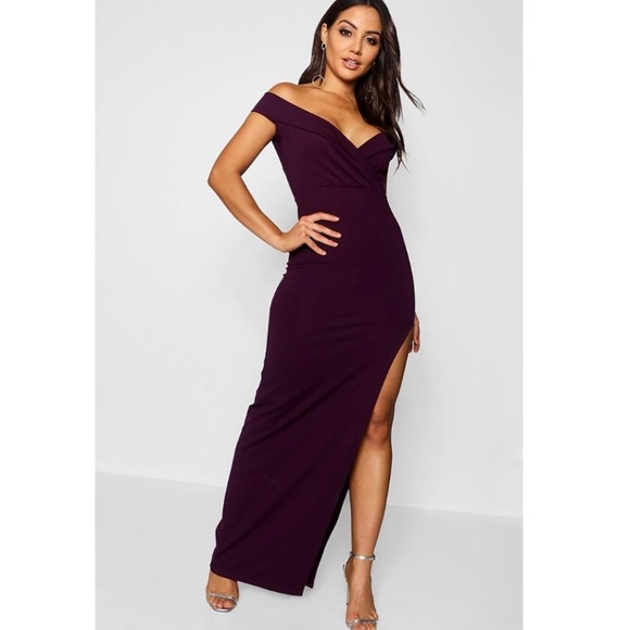 Boohoo Dresses & Skirts - Wrap Top Bardot Maxi Dress